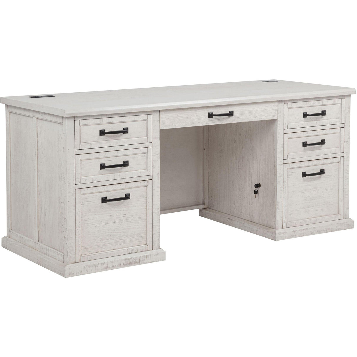 Coaster Furniture Altidore 800796 68-inch 7-drawer Executive Home Office Desk - Distressed White IMAGE 1