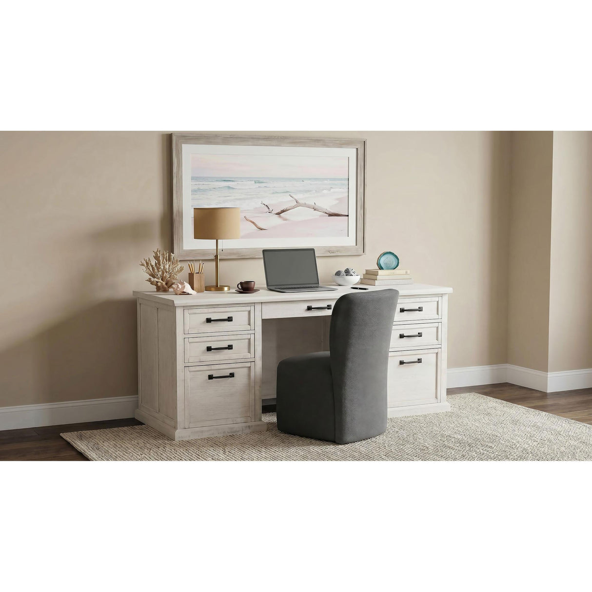 Coaster Furniture Altidore 800796 68-inch 7-drawer Executive Home Office Desk - Distressed White IMAGE 16