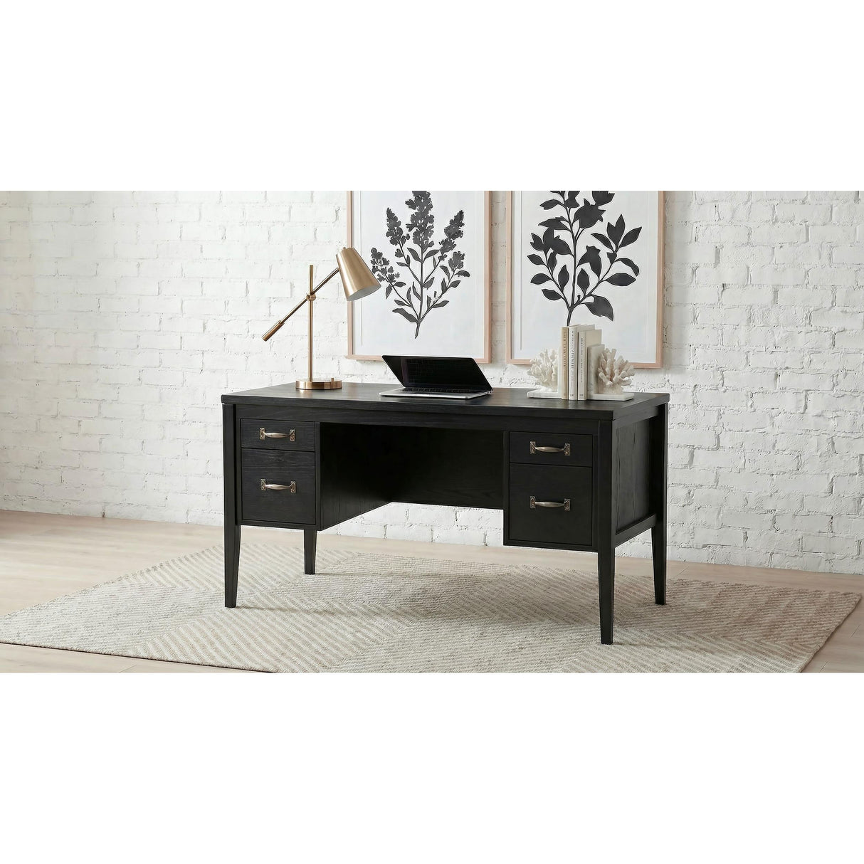 Coaster Furniture Graham 800866 54-inch 4-drawer Double Pedestal Lift Top Computer Desk - Black IMAGE 3