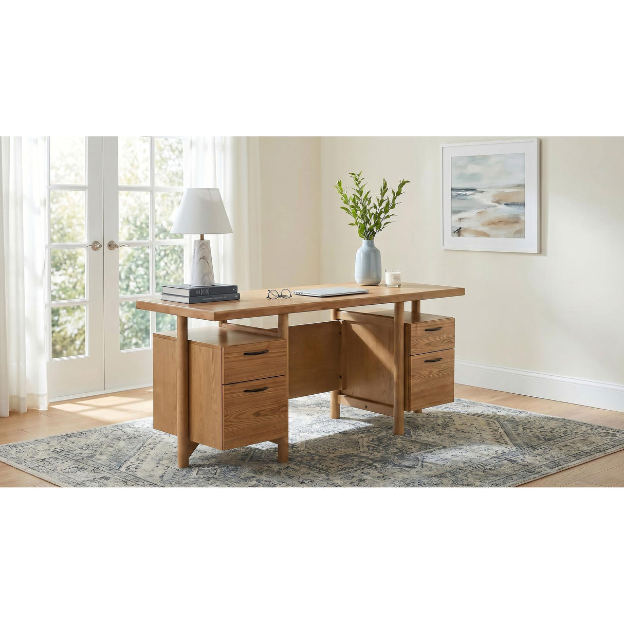 Coaster Furniture Roldan 801115 69-inch 4-drawer Computer Desk with File Drawer - Light Ash IMAGE 2