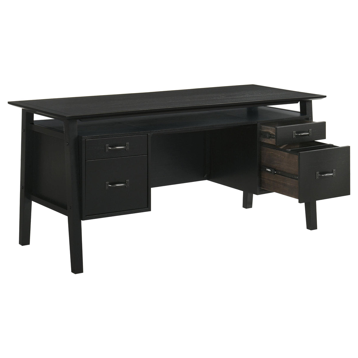 Coaster Furniture Goodson 801586 64-inch 4-Drawer Double Pedestal Computer Desk - Black IMAGE 5
