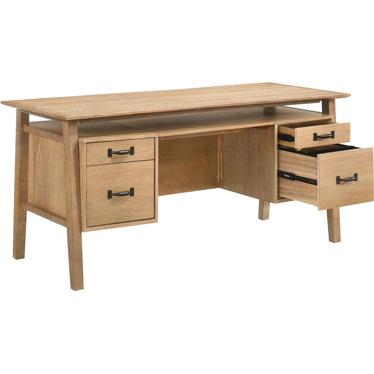 Coaster Furniture Goodson 801587 64-inch 4-Drawer Double Pedestal Computer Desk - Distressed Light Brown IMAGE 1
