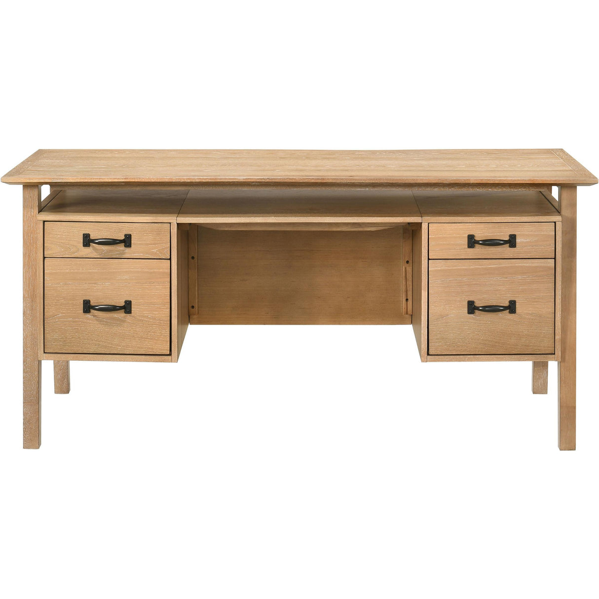 Coaster Furniture Goodson 801587 64-inch 4-Drawer Double Pedestal Computer Desk - Distressed Light Brown IMAGE 5