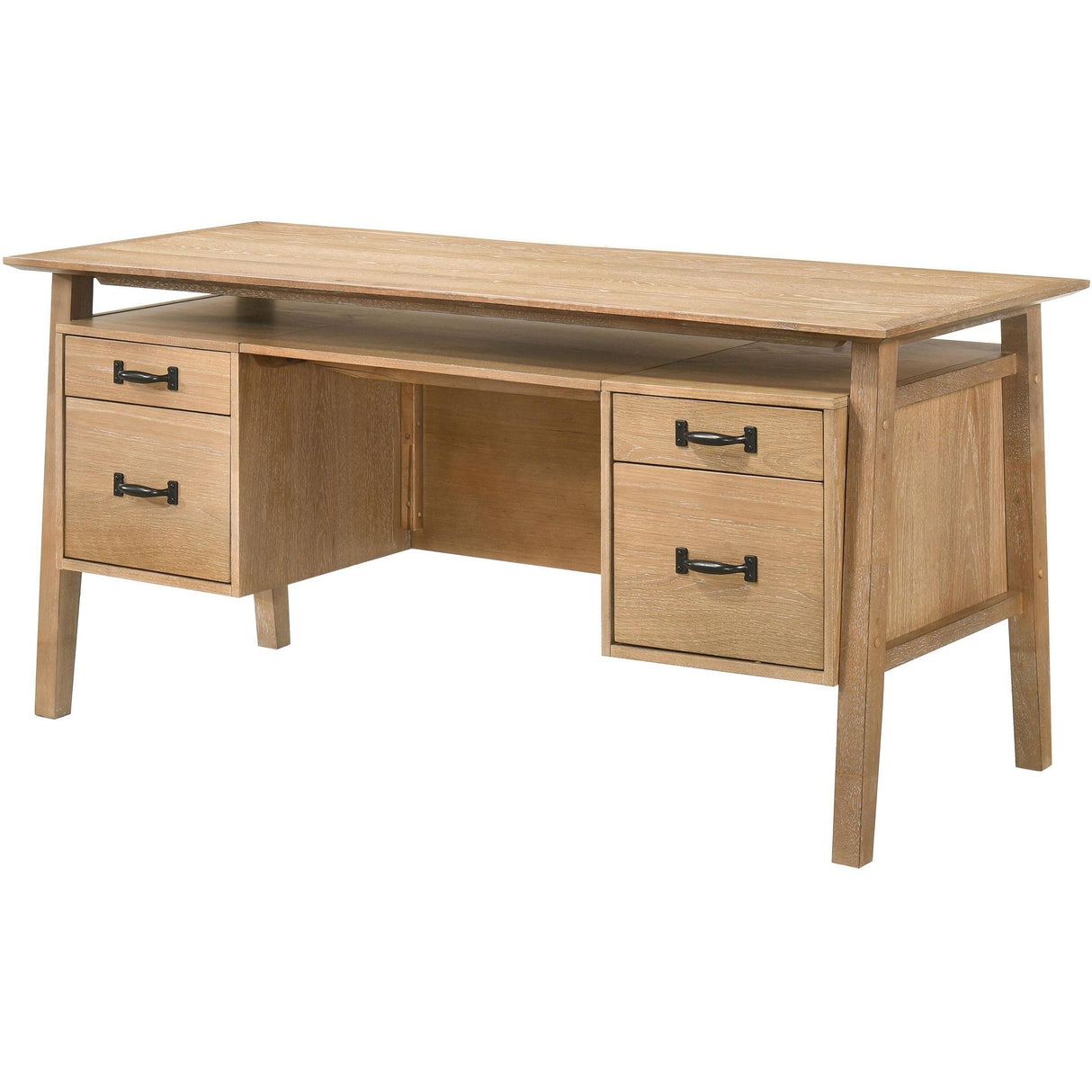 Coaster Furniture Goodson 801587 64-inch 4-Drawer Double Pedestal Computer Desk - Distressed Light Brown IMAGE 6