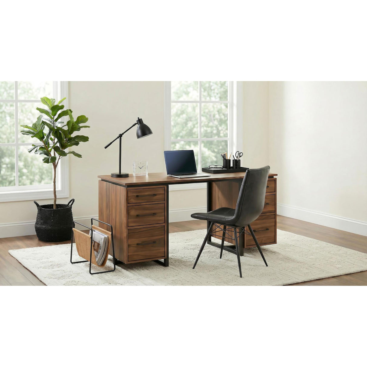 Coaster Furniture Berhalter 801596 6-Drawer Double Pedestal File Computer Desk IMAGE 16