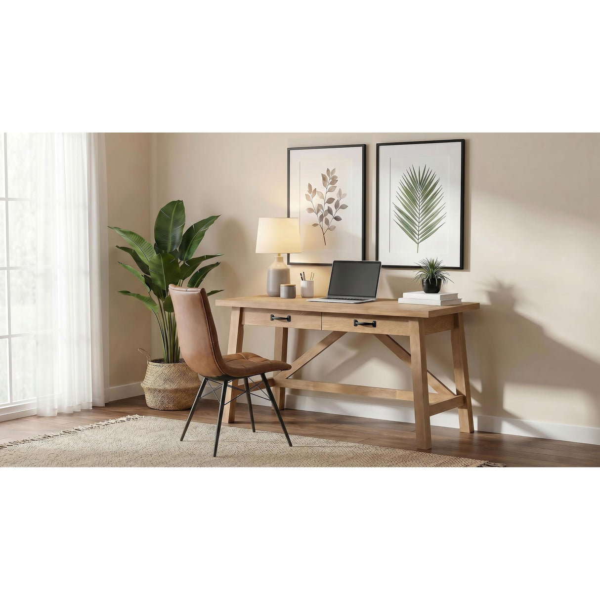 Coaster Furniture Fabian 801605 54-inch 2-drawer Computer Writing Desk - Distressed Light Brown IMAGE 16