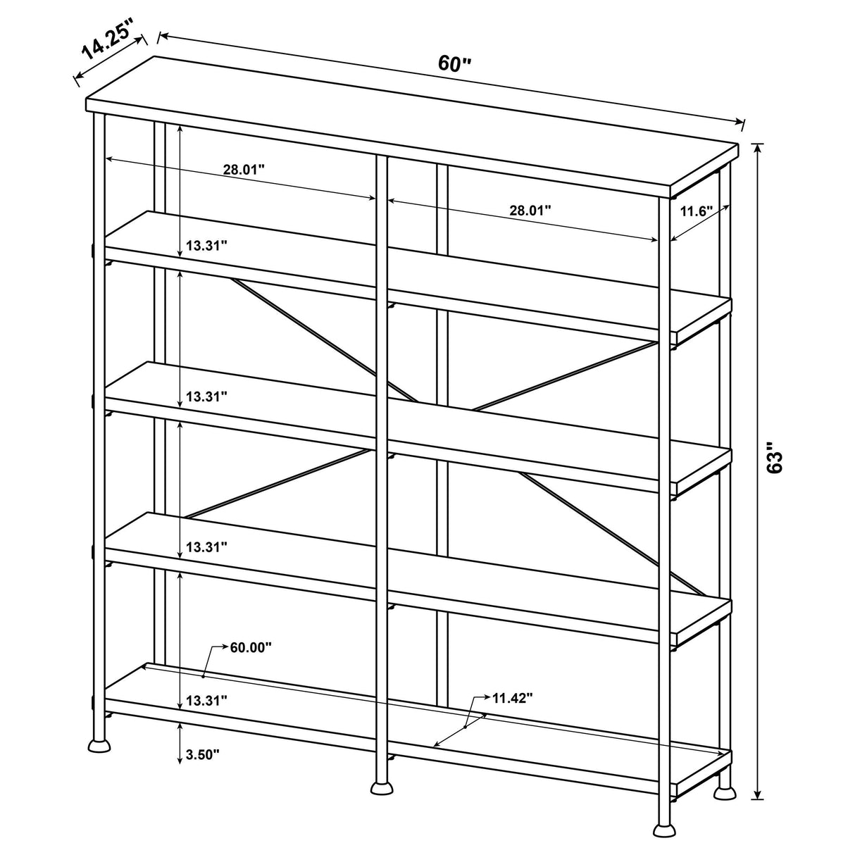 Coaster Furniture Analiese 801853 63-inch 4-shelf Double Bookshelf - Mango IMAGE 5