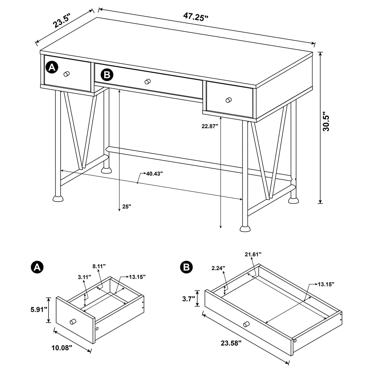 Coaster Furniture Analiese 802001 47-inch 3-drawer Writing Desk - Mango IMAGE 7