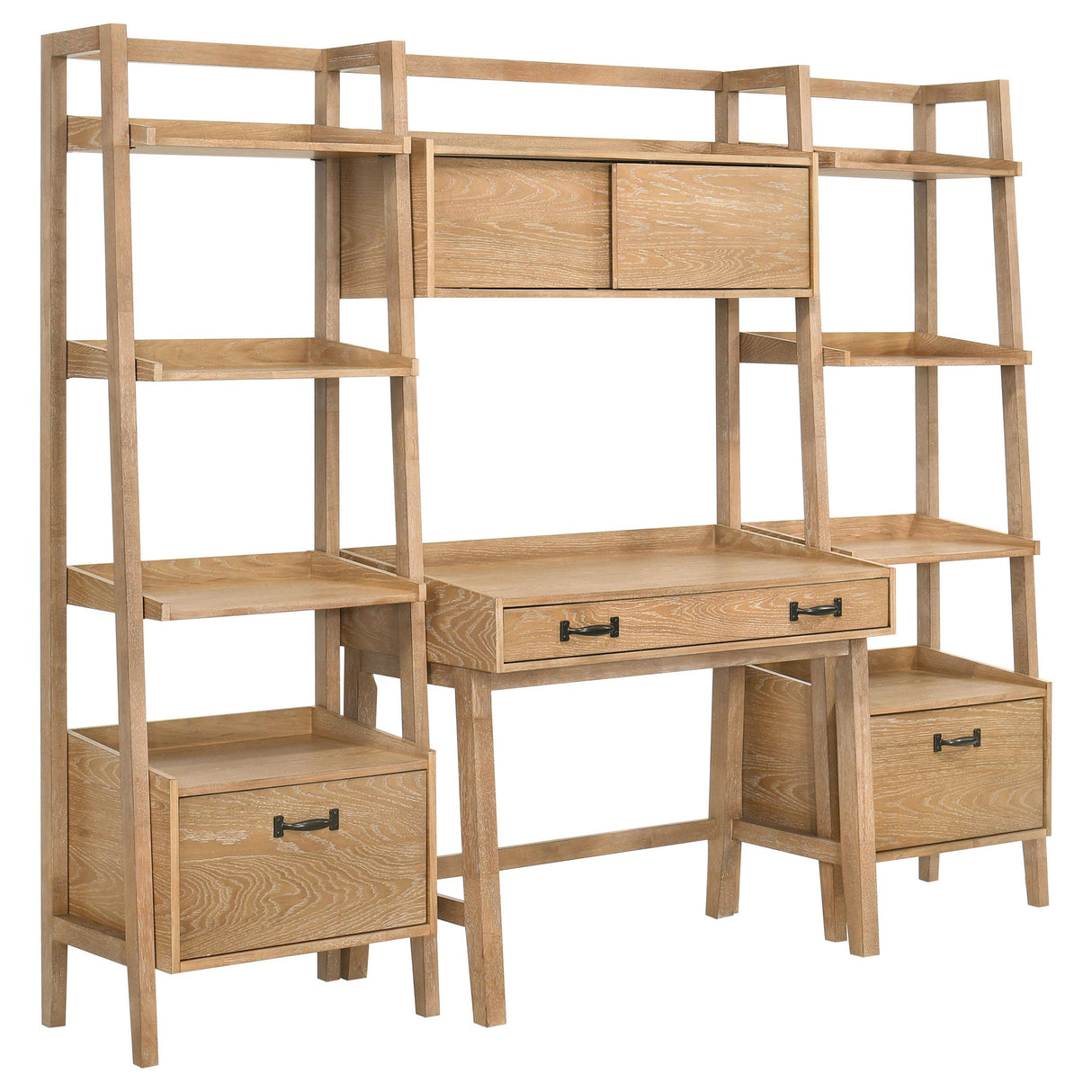 Coaster Furniture Fabian 802043 2-piece 3-shelf Bookshelf with Drawer - Distressed Light Brown IMAGE 2