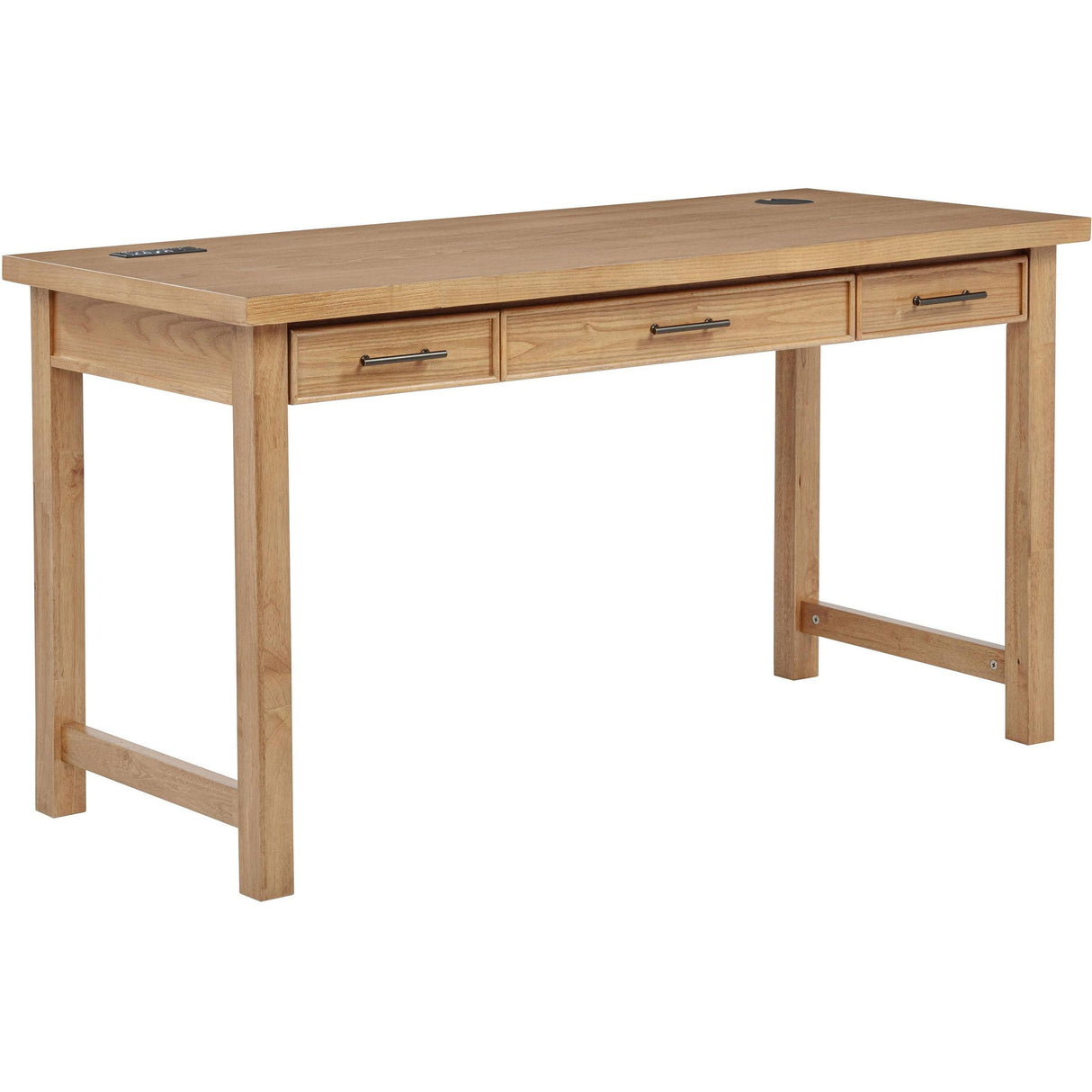 Coaster Furniture Vermes 802061 55-inch 3-drawer Writing Desk with Power Outlet - Light Ash IMAGE 1