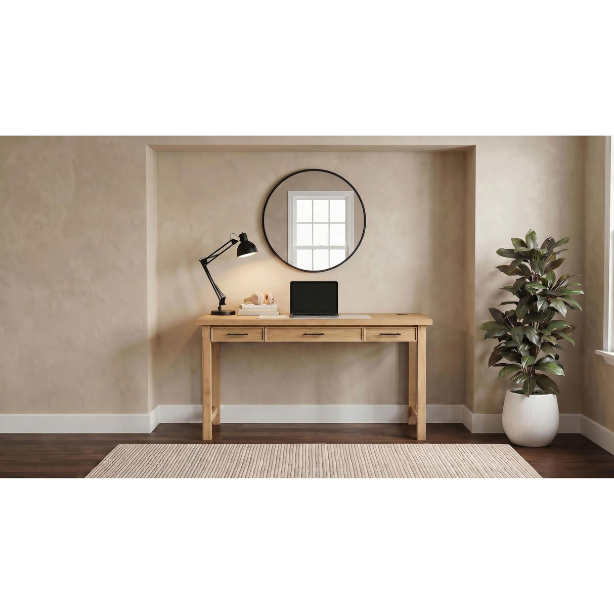 Coaster Furniture Vermes 802061 55-inch 3-drawer Writing Desk with Power Outlet - Light Ash IMAGE 2