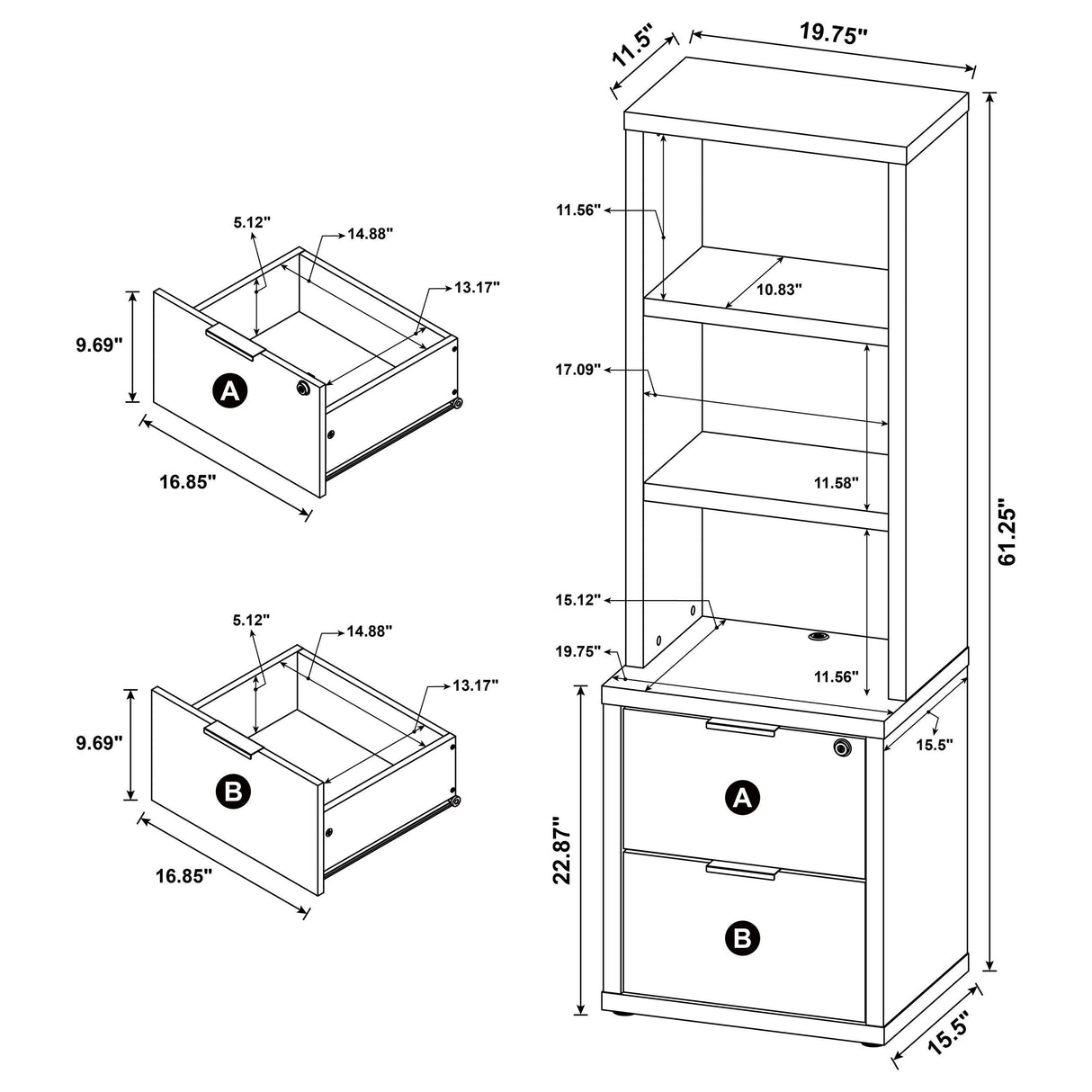 Coaster Furniture Westpark 802703-S3 3-piece Wall Unit Bookcase Set with USB - Black IMAGE 14