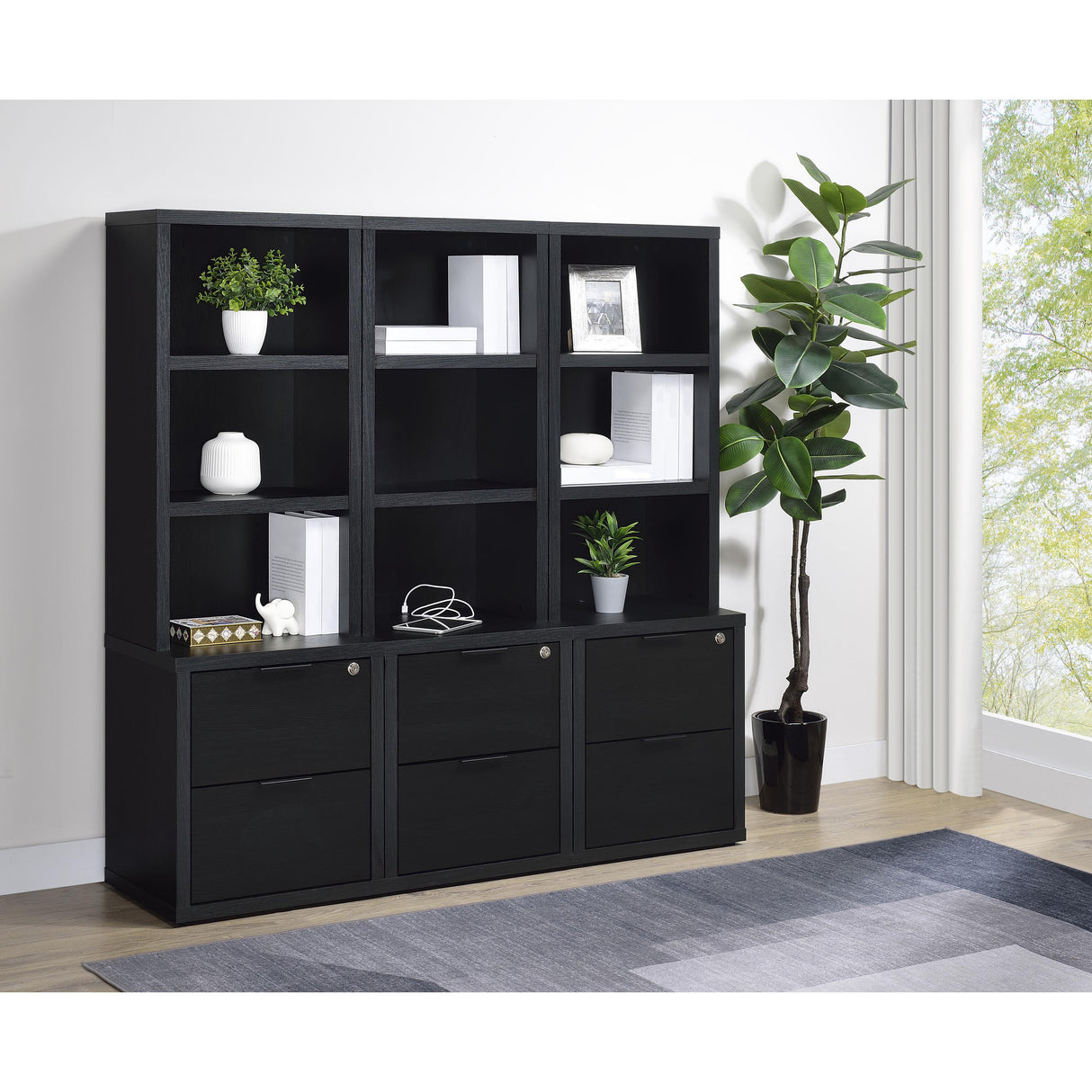 Coaster Furniture Westpark 802703-S3 3-piece Wall Unit Bookcase Set with USB - Black IMAGE 4