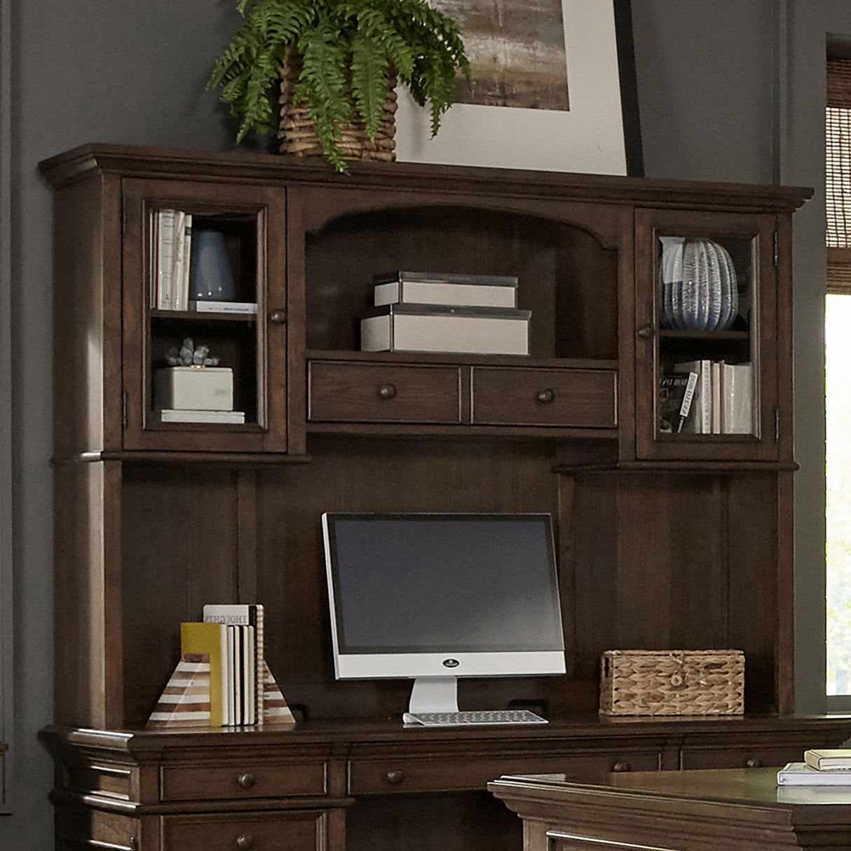 Coaster Furniture Hartshill 881283H 2-door Hutch with Shelves - Burnished Oak IMAGE 5
