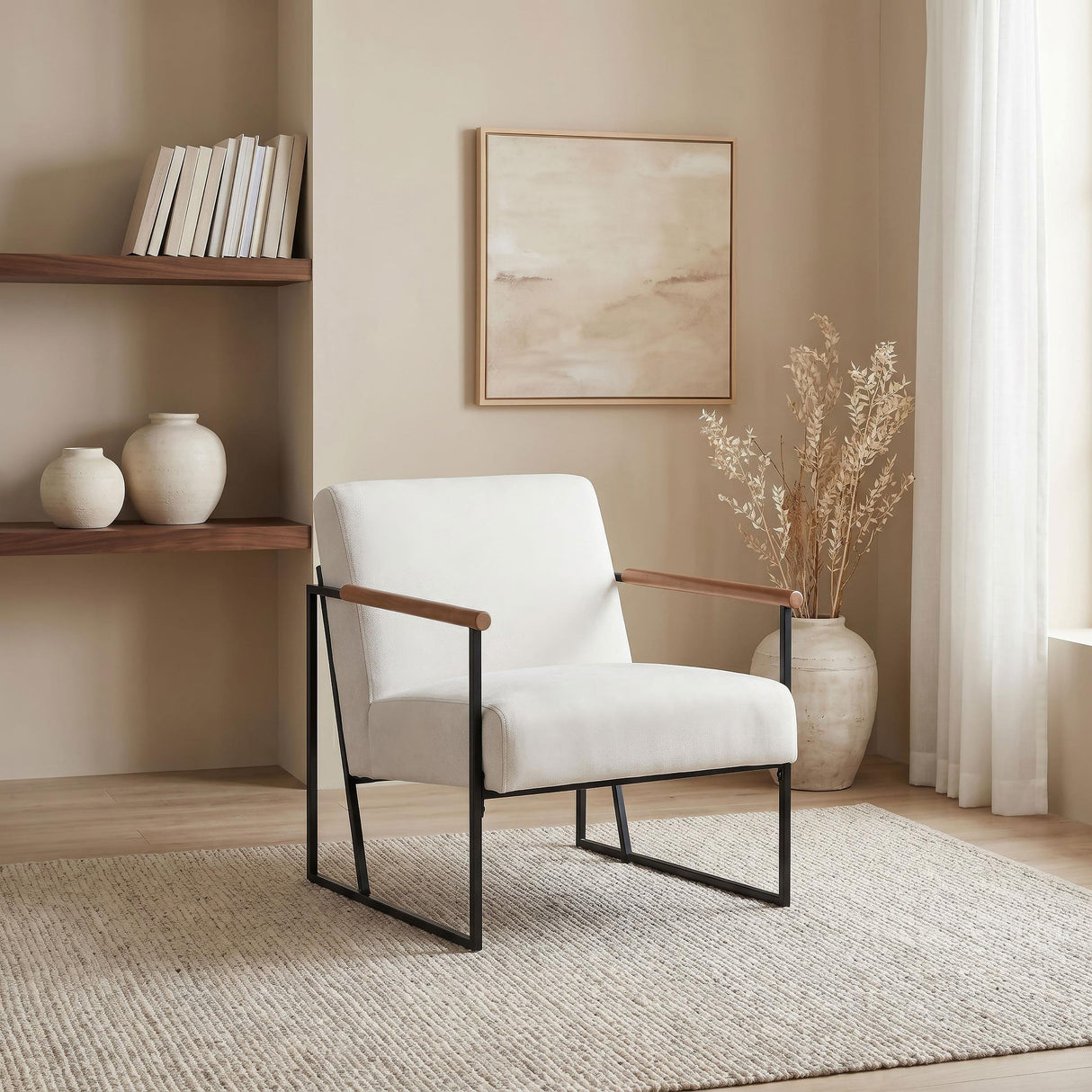 Coaster Furniture Monsen 900648 Fabric Upholstered Metal Frame Accent Chair - Ivory IMAGE 6