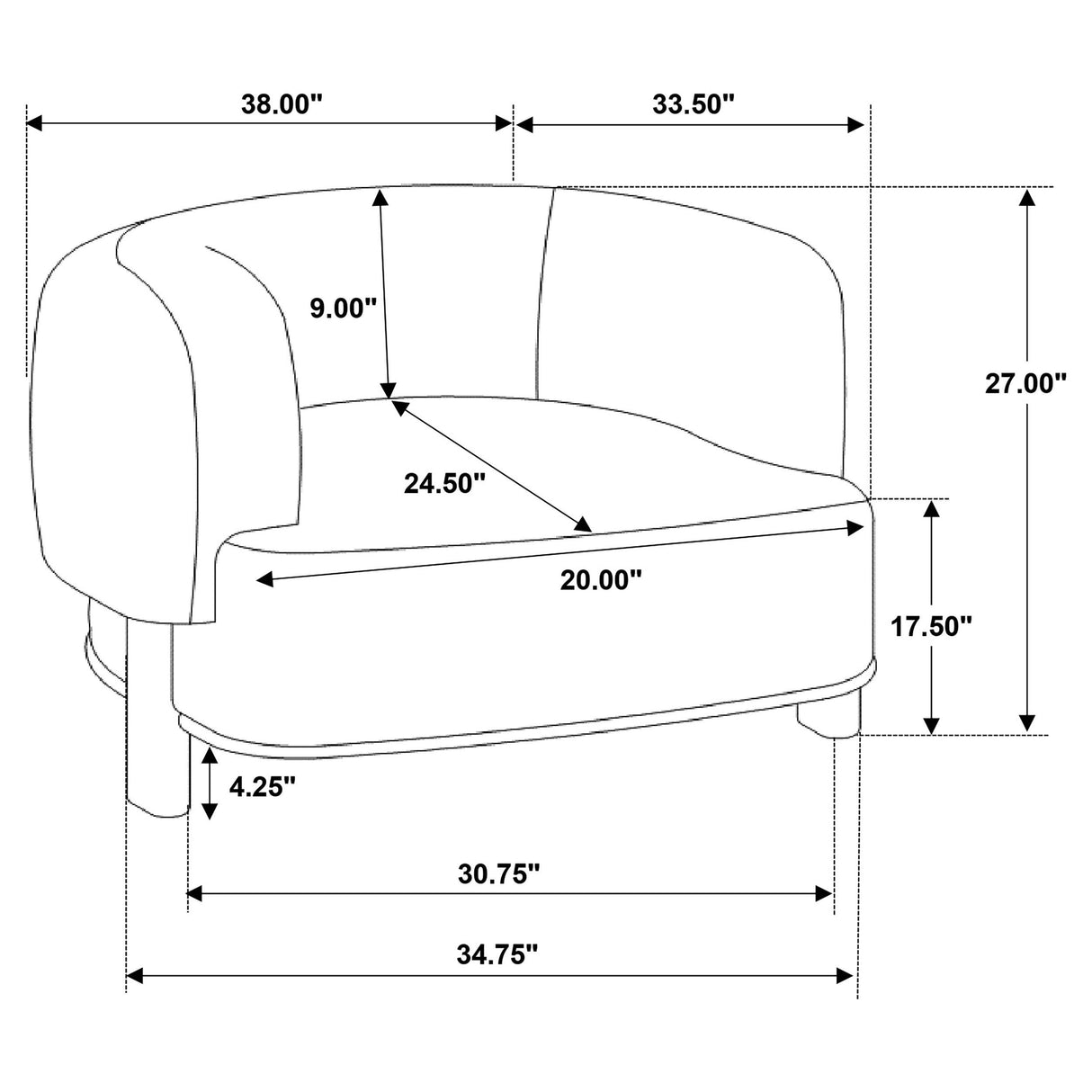 Coaster Furniture Lawler 901372 Upholstered Barrel Back Accent Chair - Ivory/Black IMAGE 11