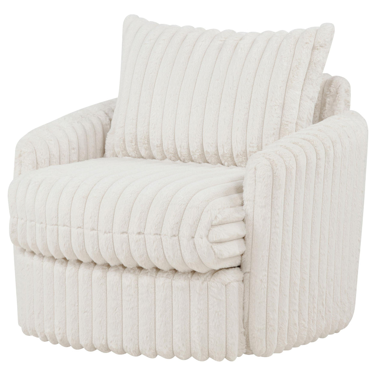 Coaster Furniture Sarco 902541 Corduroy Upholstered Swivel Accent Arm Chair - Ivory IMAGE 1