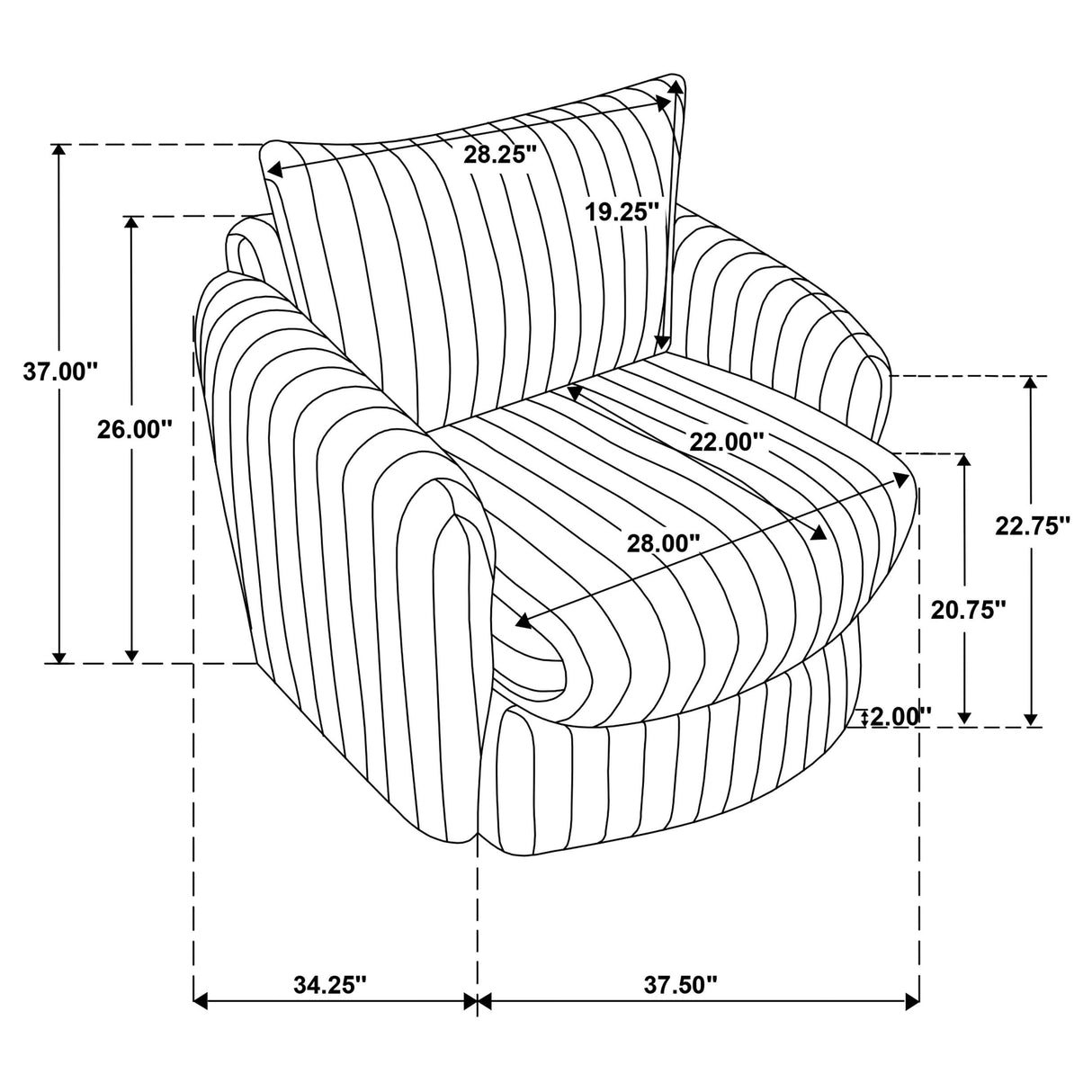 Coaster Furniture Sarco 902542 Corduroy Upholstered Swivel Accent Arm Chair - Black IMAGE 11