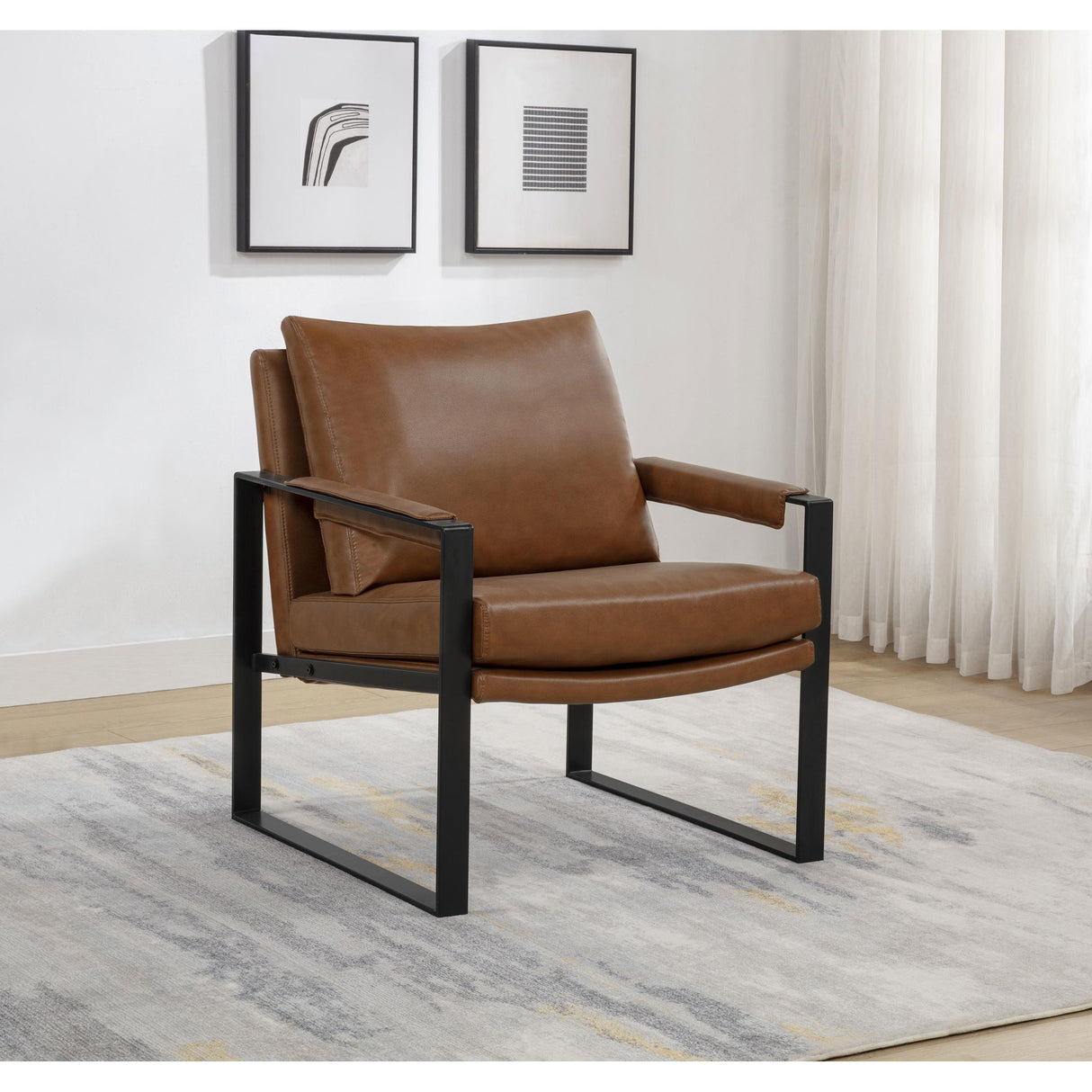Coaster Furniture Rosalind 903019 Upholstered Track Arm Accent Chair - Brown IMAGE 2