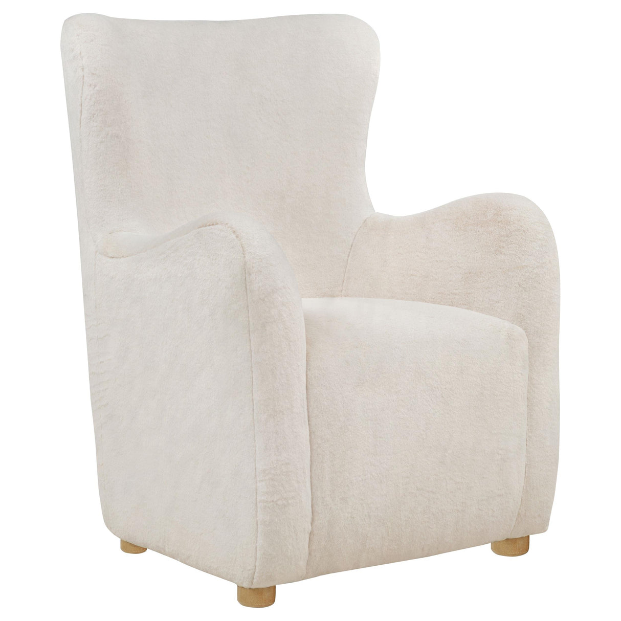 Coaster Furniture Thornton 903175 Faux Fur Upholstered Wingback Lounge Accent Chair - Ivory IMAGE 1