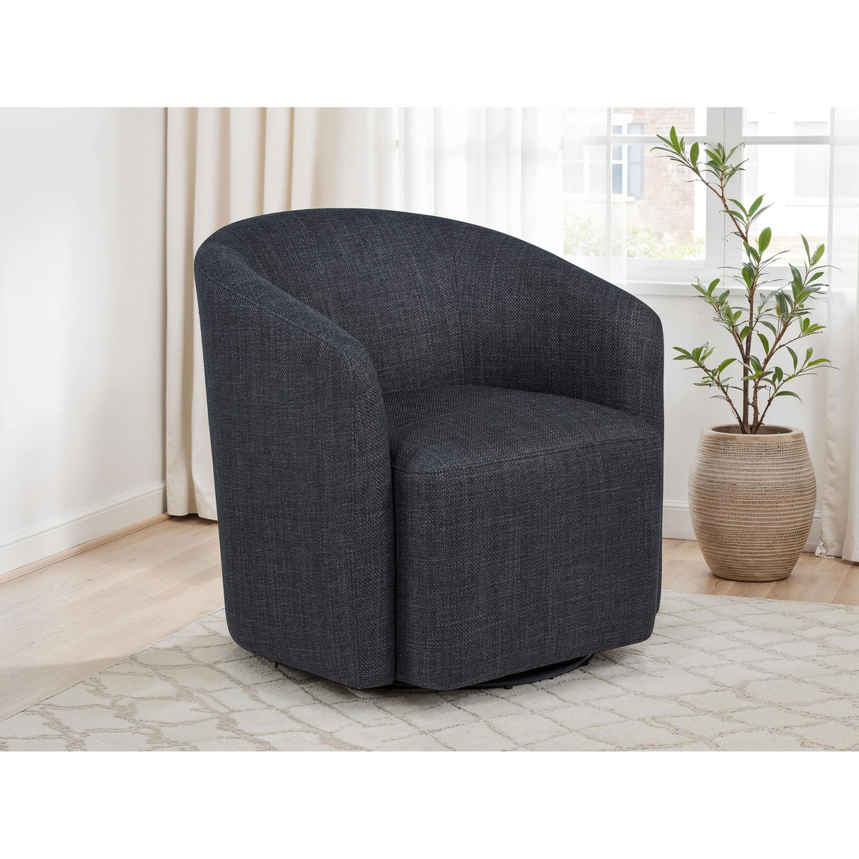 Coaster Furniture Mossbrook 903223 Fabric Upholstered Swivel Accent Chair - Anthracite IMAGE 7