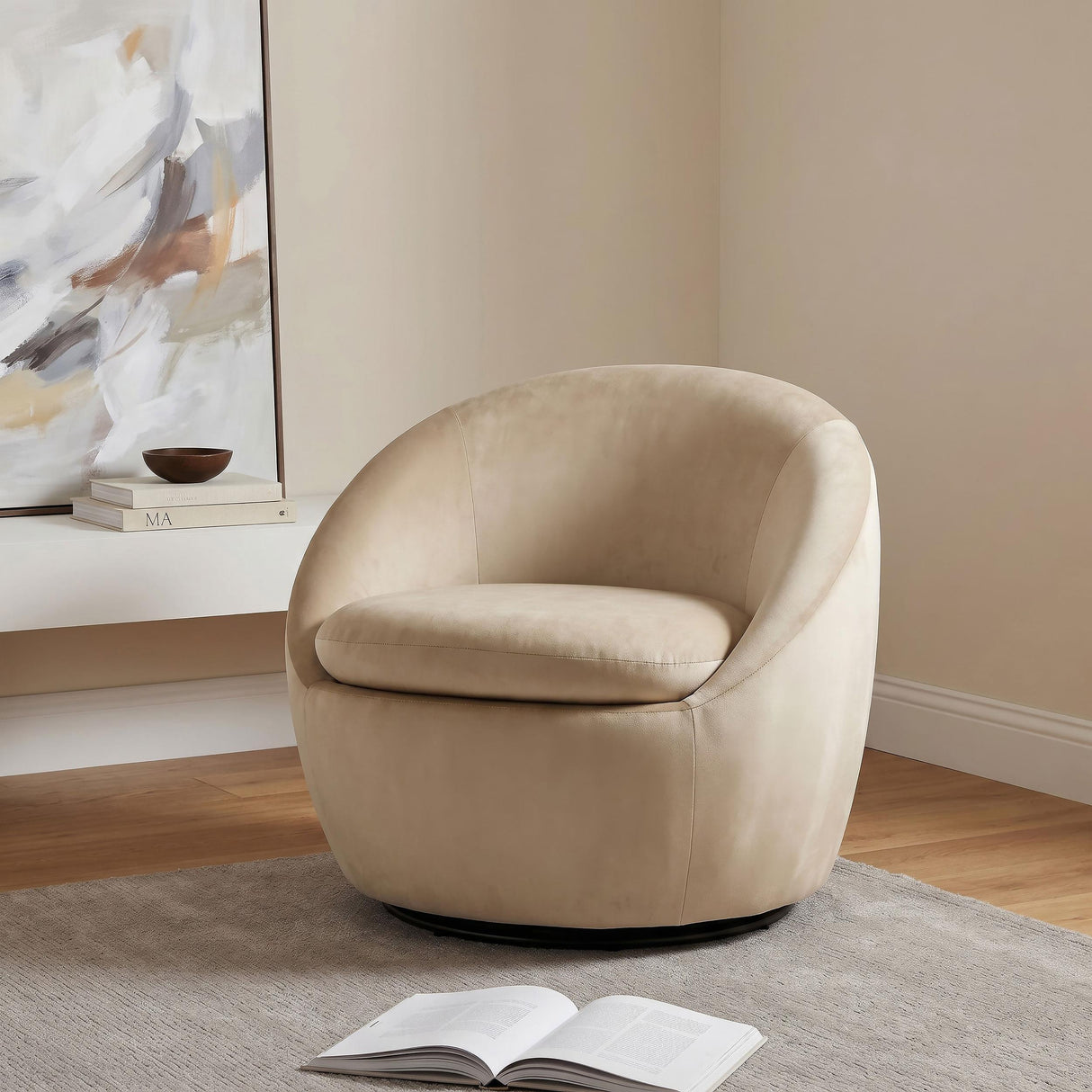Coaster Furniture Myernick 903228 Velvet Upholstered Swivel Accent Chair - Camel IMAGE 3