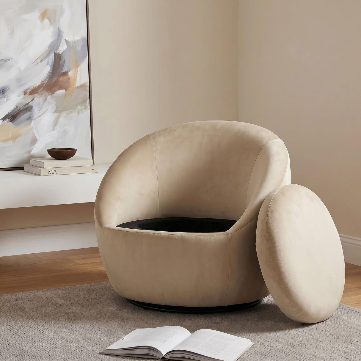 Coaster Furniture Myernick 903228 Velvet Upholstered Swivel Accent Chair - Camel IMAGE 5