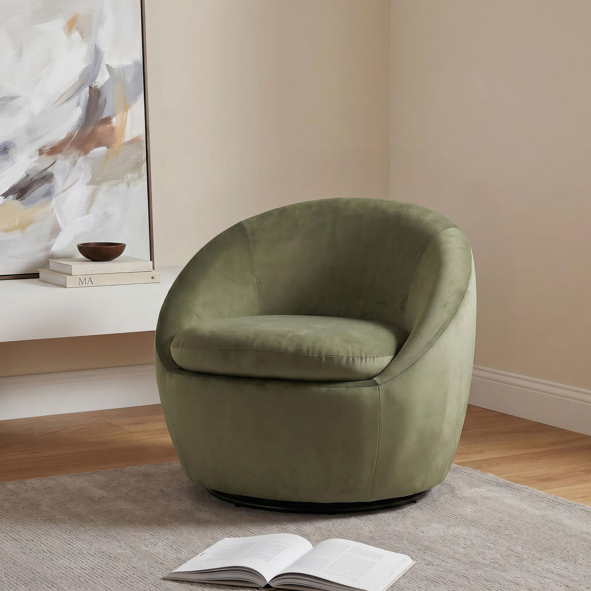 Coaster Furniture Myernick 903229 Velvet Upholstered Swivel Accent Chair - Olive IMAGE 4