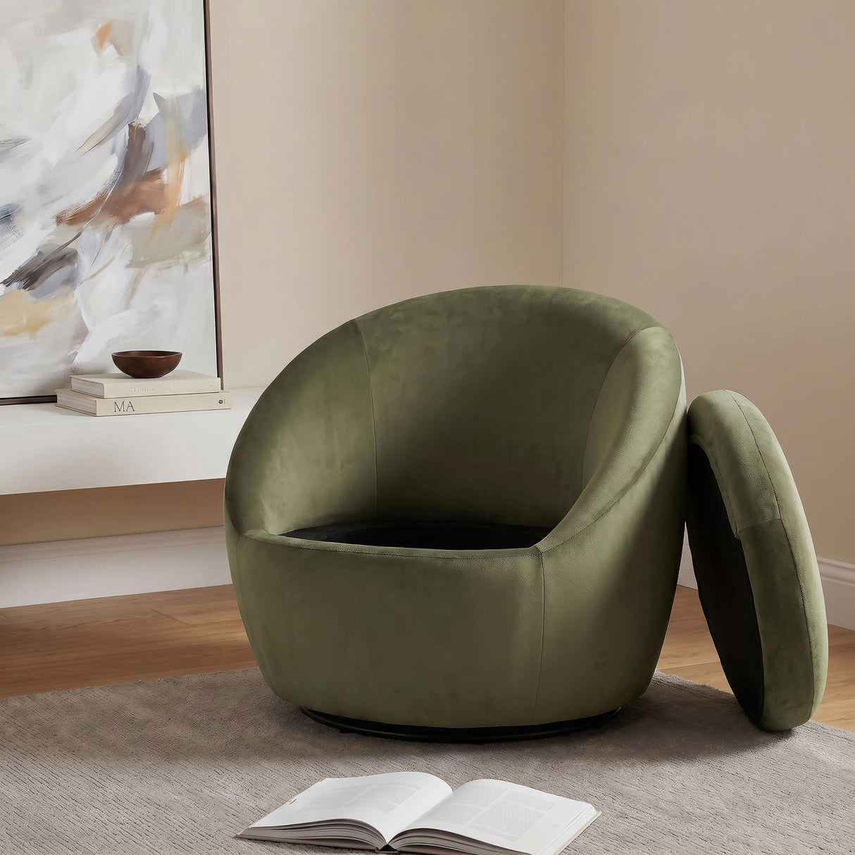 Coaster Furniture Myernick 903229 Velvet Upholstered Swivel Accent Chair - Olive IMAGE 7