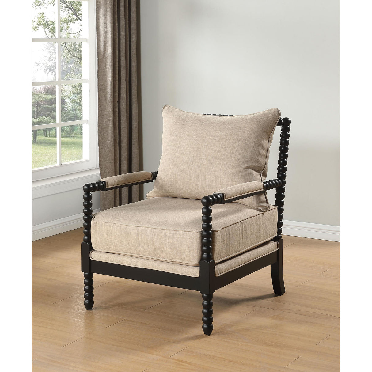 Coaster Furniture Blanchett 903237 Upholstered Bobbin Accent Chair - Beige/Black IMAGE 7