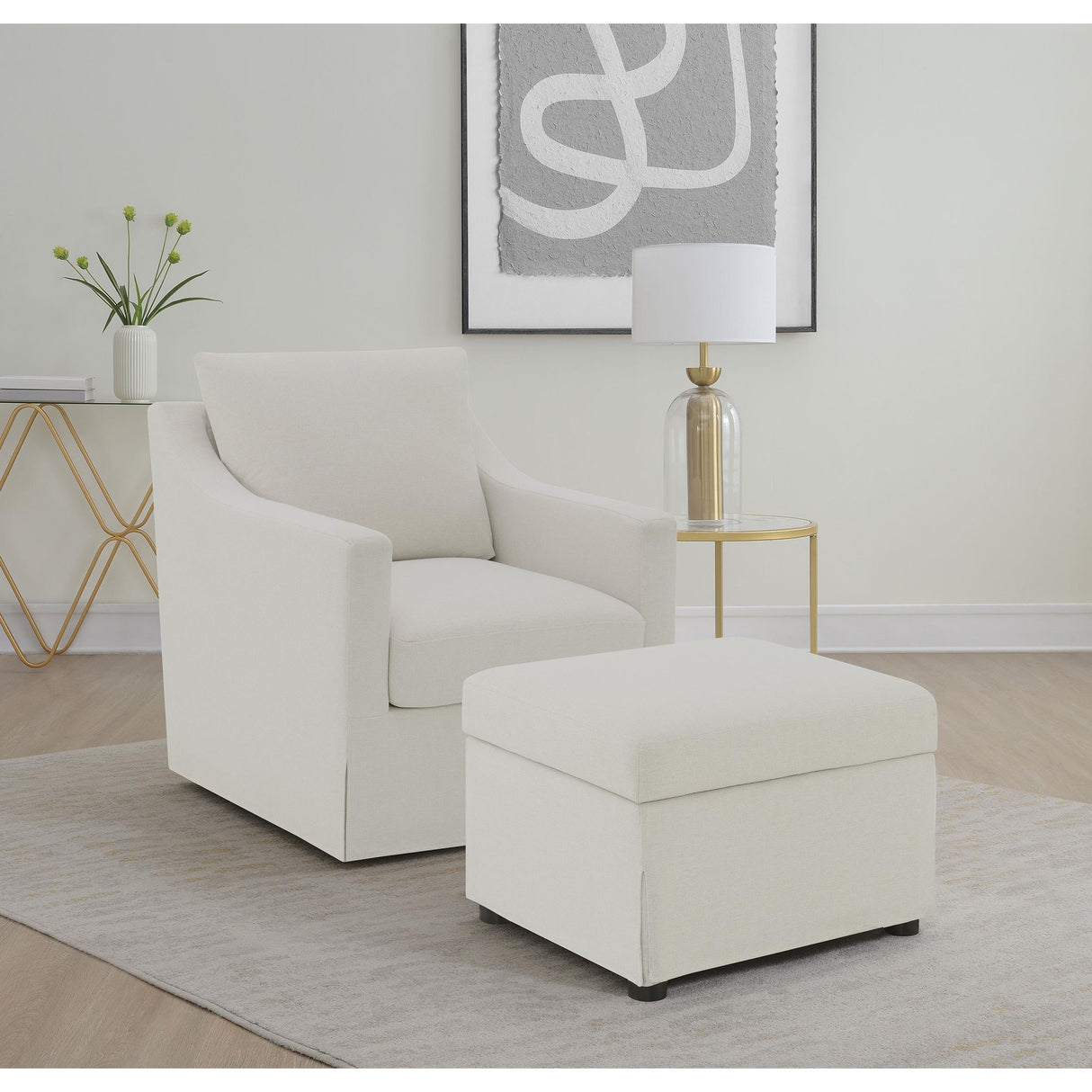 Coaster Furniture Winter 904133 Upholstered Sloped Arm Accent Swivel Chair - Beige IMAGE 9