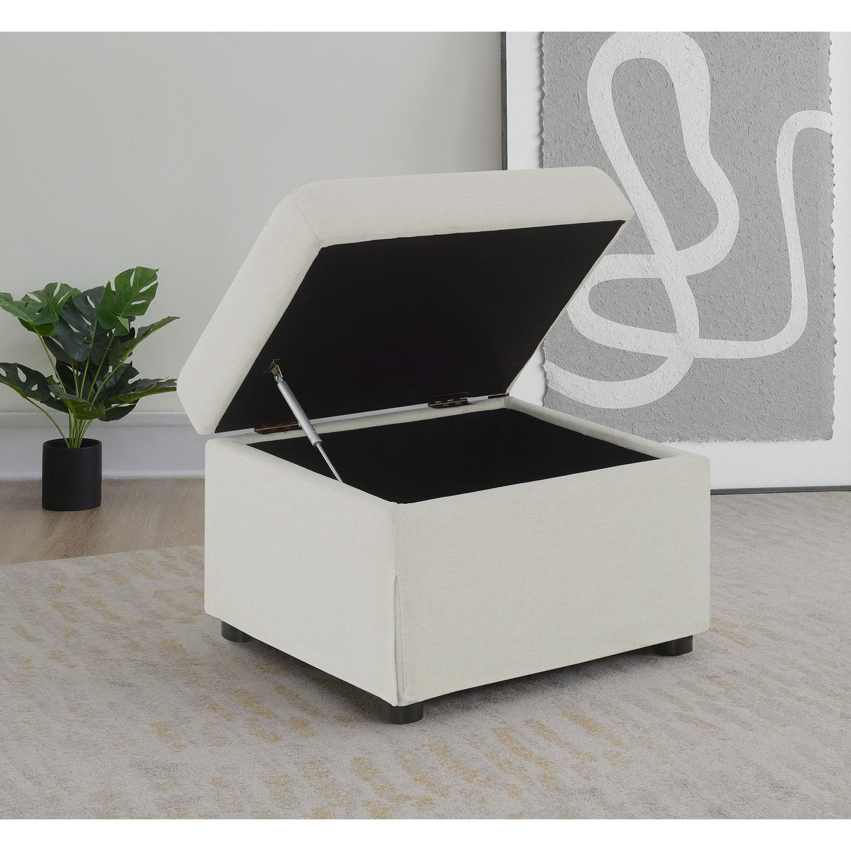 Coaster Furniture Winter 904134 Upholstered Hydraulic Lift Top Storage Ottoman - Beige IMAGE 12