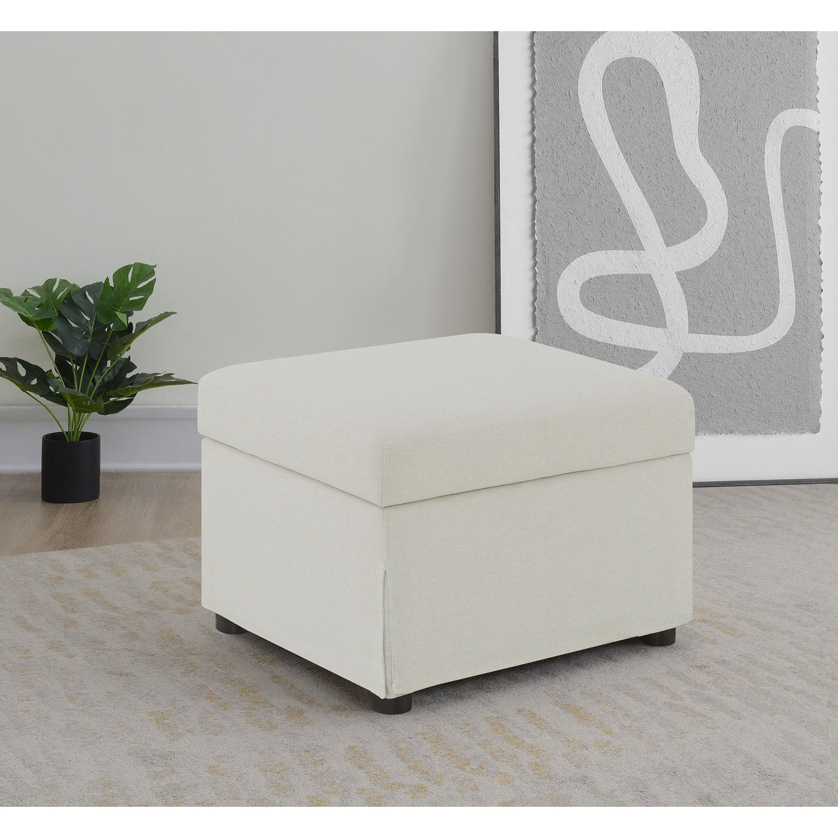Coaster Furniture Winter 904134 Upholstered Hydraulic Lift Top Storage Ottoman - Beige IMAGE 6