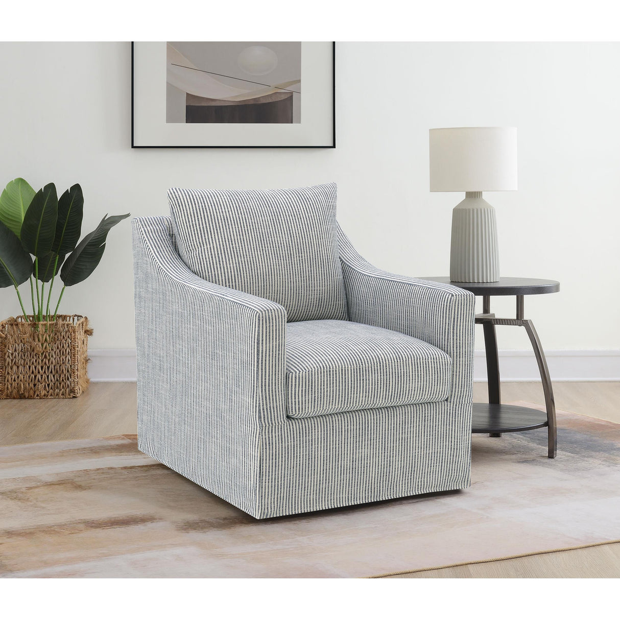 Coaster Furniture Winter 904137 Upholstered Sloped Arm Accent Swivel Chair - Grey IMAGE 2