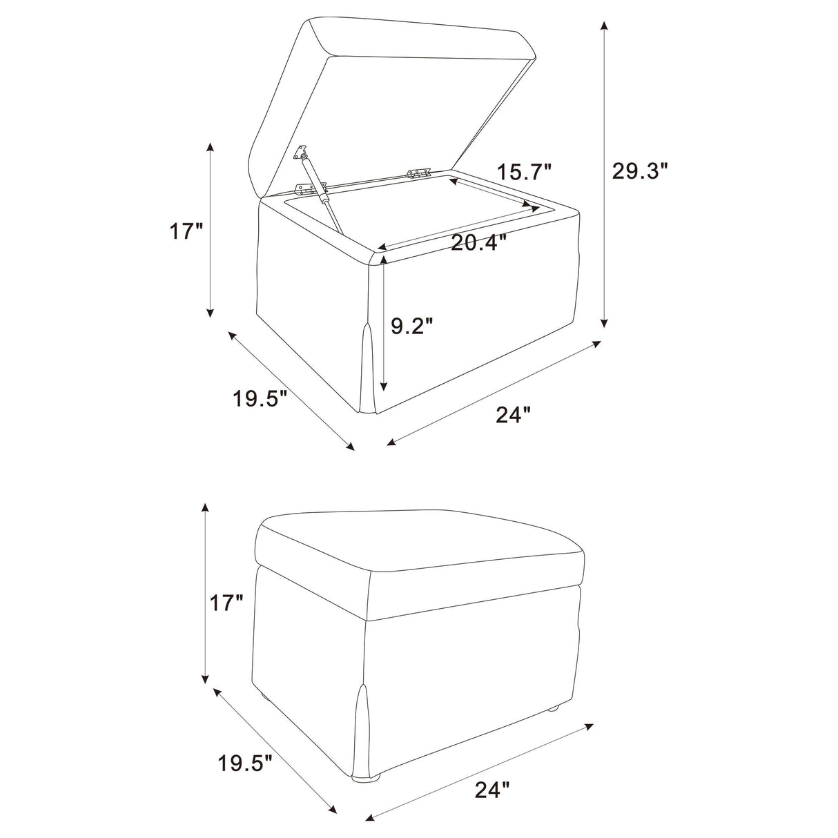 Coaster Furniture Winter 904138 Upholstered Hydraulic Lift Top Storage Ottoman - Grey IMAGE 5