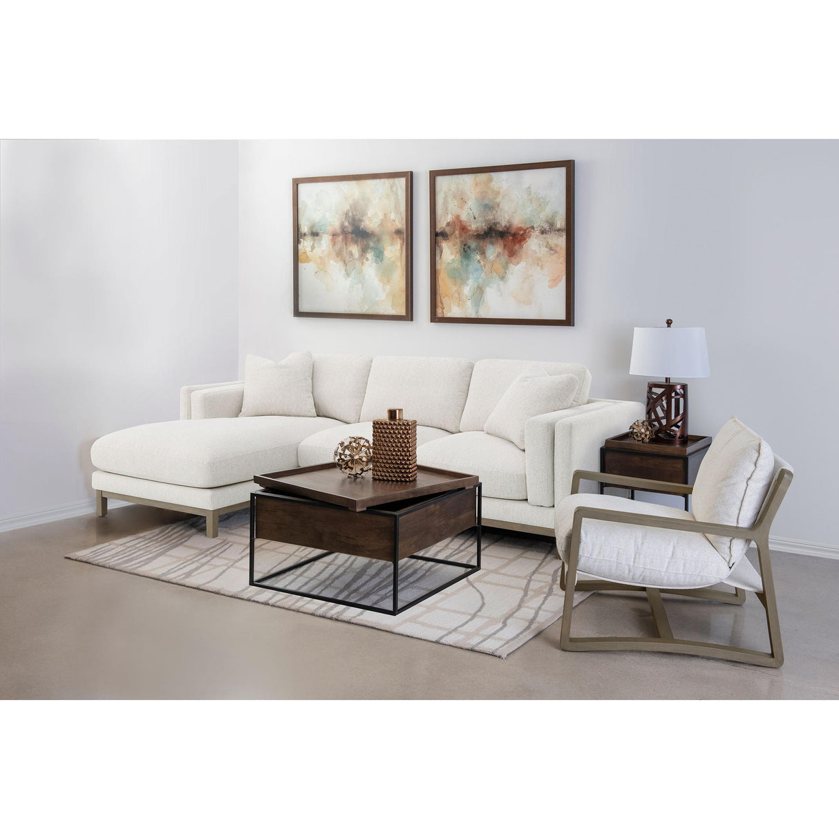 Coaster Furniture Geneva 907509 Boucle Upholstered Wood Arm Accent Chair - Sand IMAGE 9
