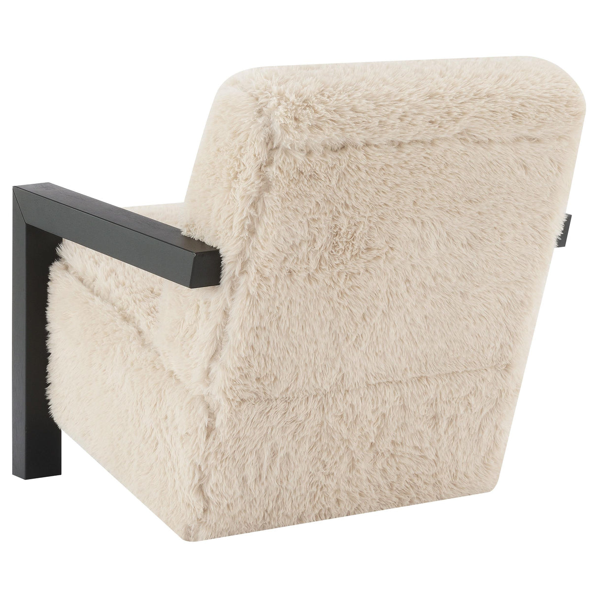 Coaster Furniture Fitzroy 907533 Faux Fur Upholstered Chair Solid Wood Arms - Latte IMAGE 5