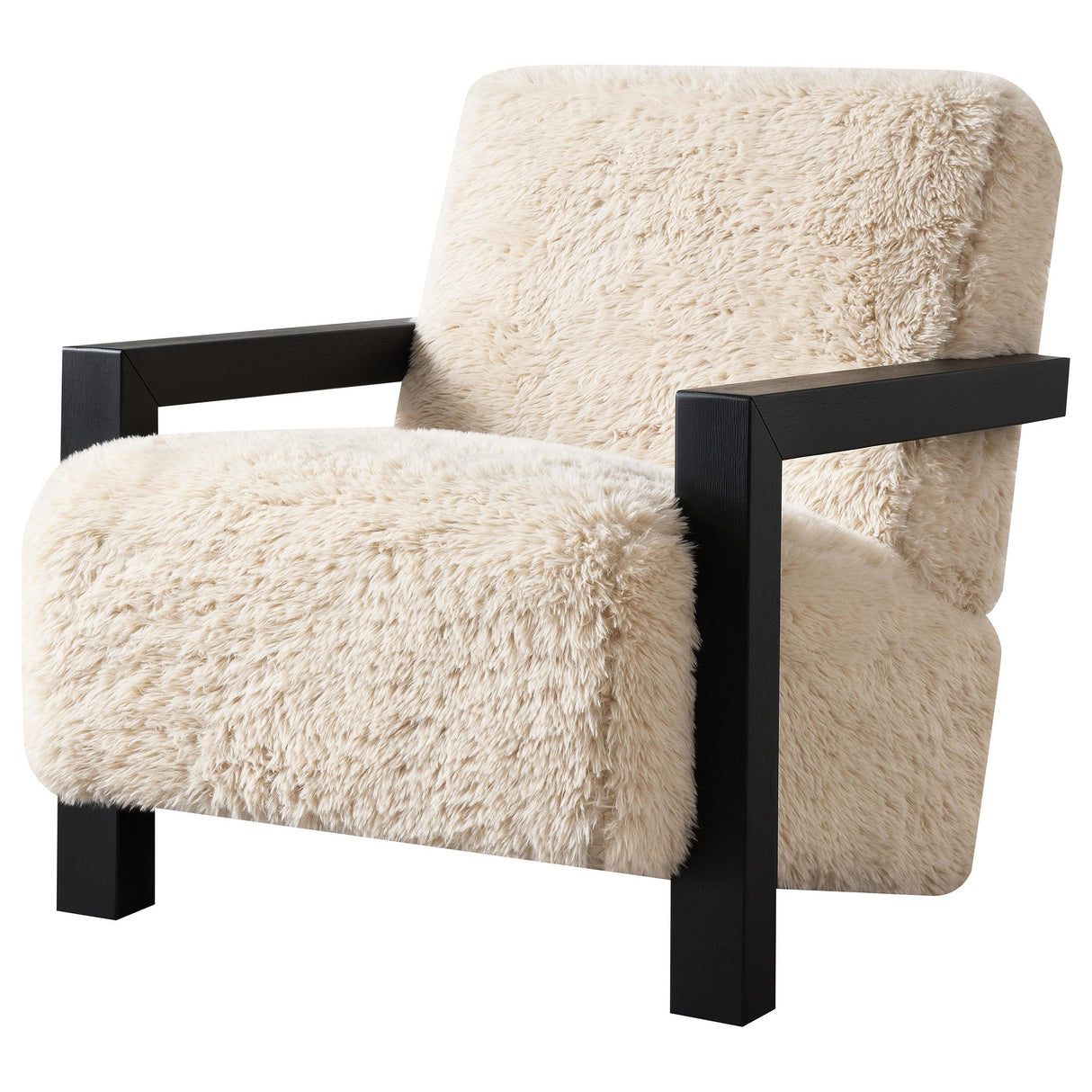 Coaster Furniture Fitzroy 907533 Faux Fur Upholstered Chair Solid Wood Arms - Latte IMAGE 9