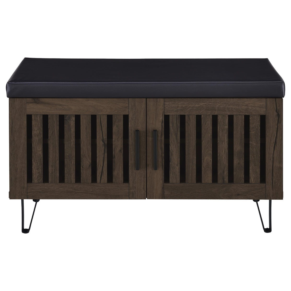 Coaster Furniture Brixton 915153 2-door Padded Entryway Shoe Storage Bench - Smoked Oak IMAGE 1