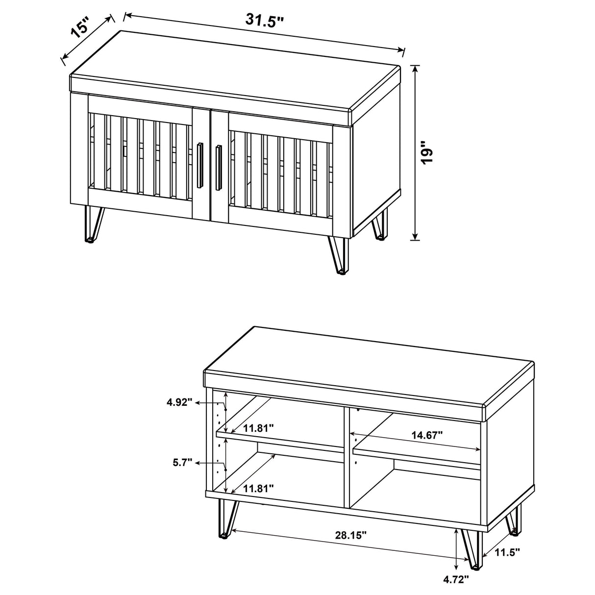 Coaster Furniture Brixton 915153 2-door Padded Entryway Shoe Storage Bench - Smoked Oak IMAGE 11