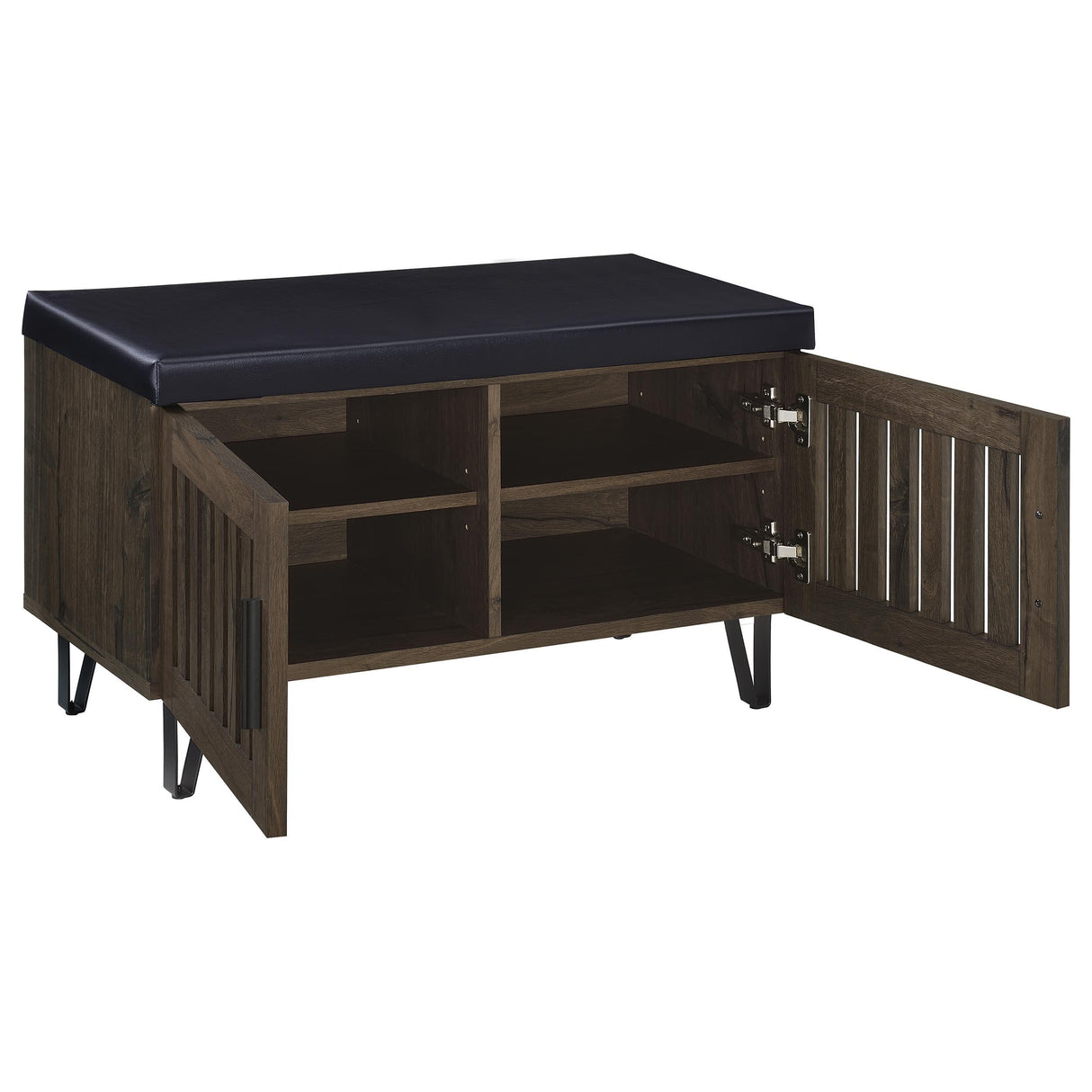 Coaster Furniture Brixton 915153 2-door Padded Entryway Shoe Storage Bench - Smoked Oak IMAGE 8