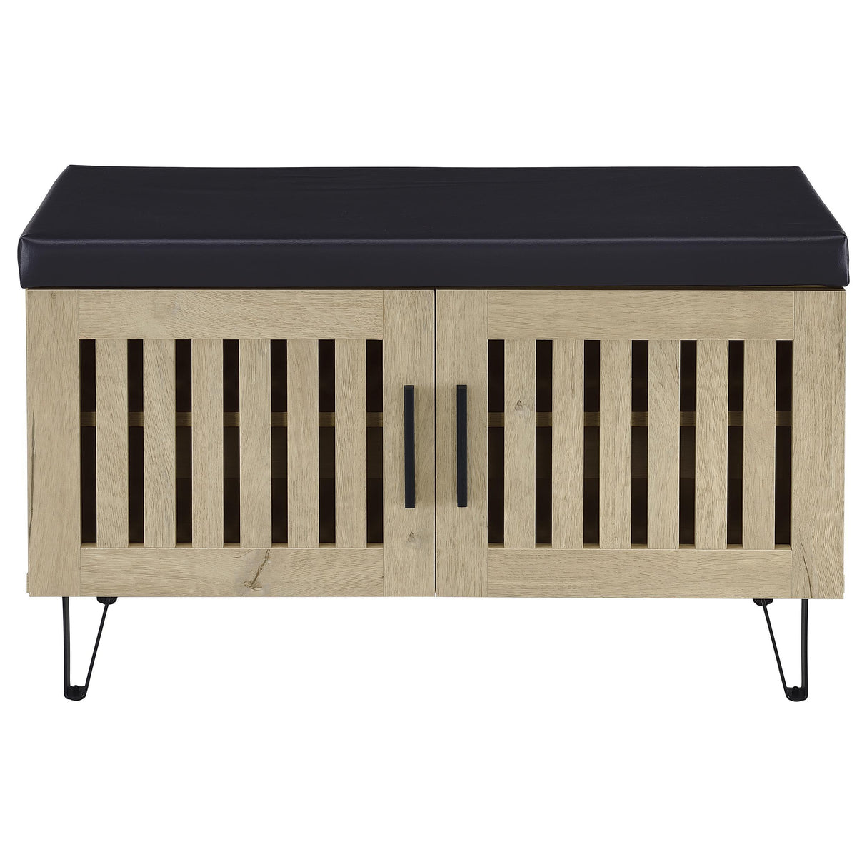 Coaster Furniture Brixton 915154 2-door Padded Entryway Shoe Storage Bench - White Oak IMAGE 1