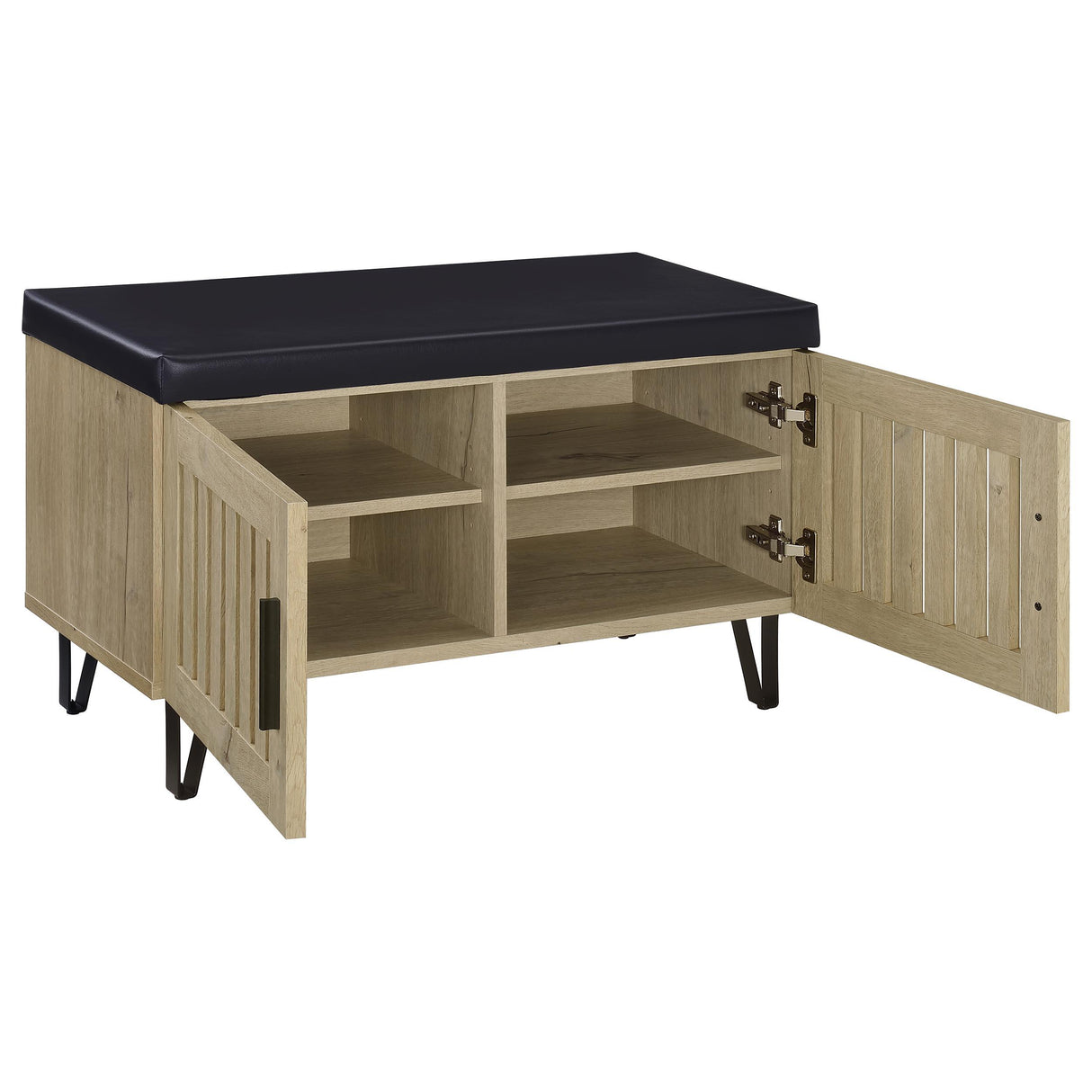 Coaster Furniture Brixton 915154 2-door Padded Entryway Shoe Storage Bench - White Oak IMAGE 9