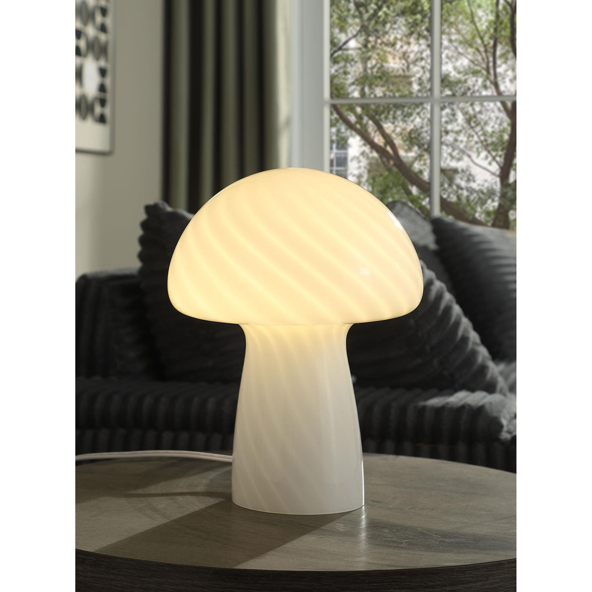 Coaster Furniture Kanaby 920249 Mushroom Shaped Glass Bedside Table Lamp - White IMAGE 3