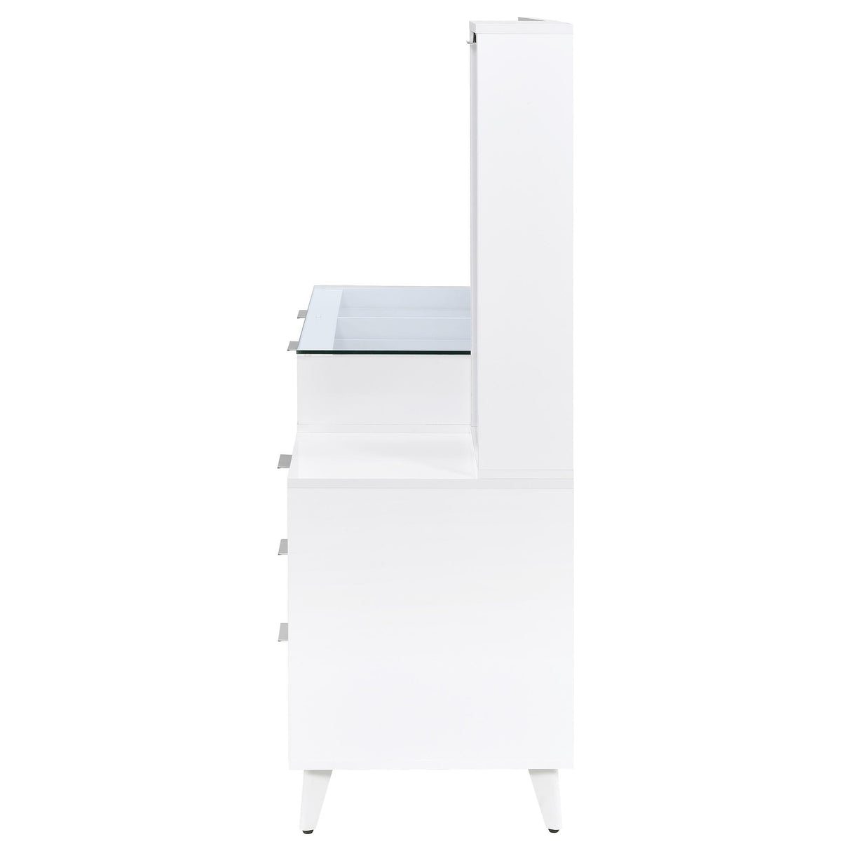 Coaster Furniture Souza 930282 5-Drawer Makeup Vanity Table With LED Mirror - White High Gloss IMAGE 4