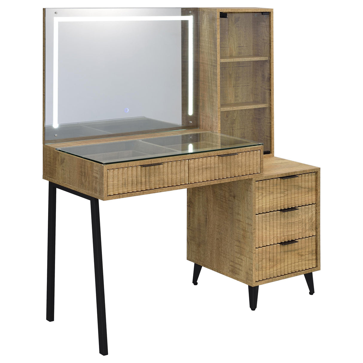 Coaster Furniture Souza 930283 5-Drawer Makeup Vanity Table With LED Mirror - Mango IMAGE 10