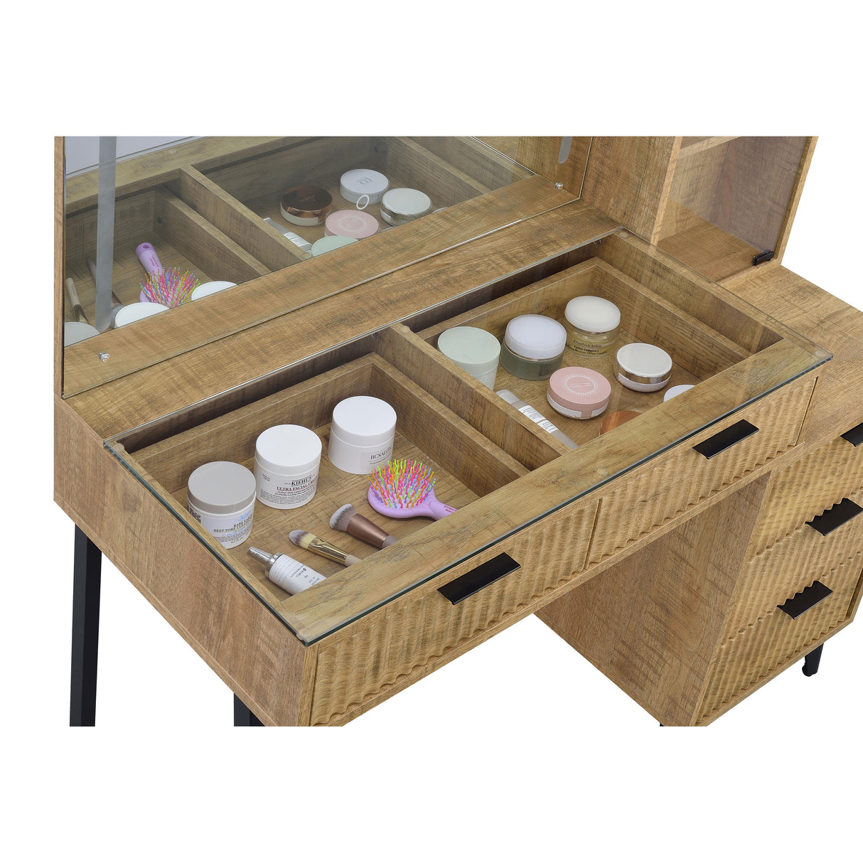 Coaster Furniture Souza 930283 5-Drawer Makeup Vanity Table With LED Mirror - Mango IMAGE 7