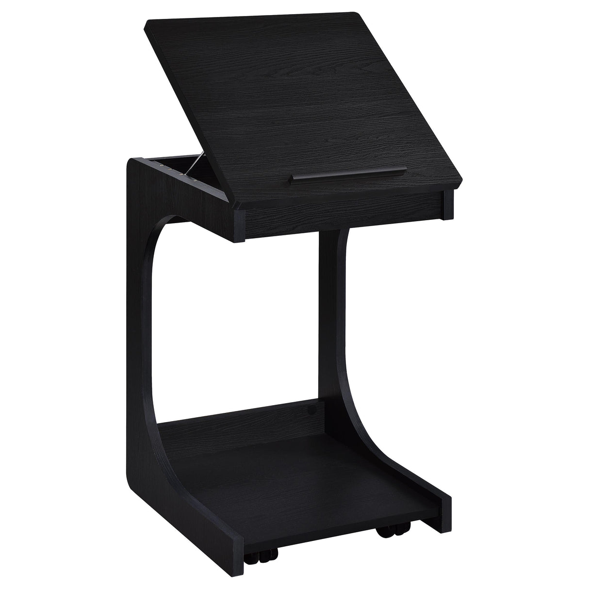 Coaster Furniture Ralston 930290 C-Shaped Lift-Top Sofa Side Table With Casters - Black IMAGE 2