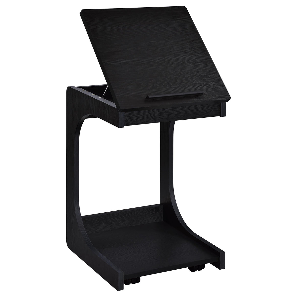 Coaster Furniture Ralston 930290 C-Shaped Lift-Top Sofa Side Table With Casters - Black IMAGE 4