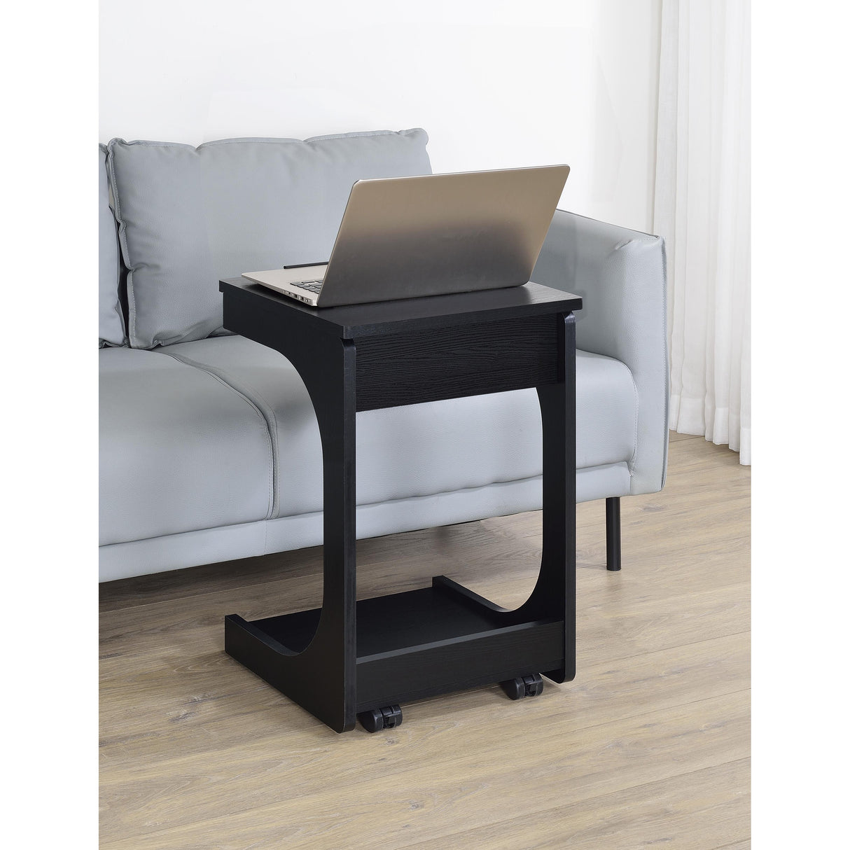 Coaster Furniture Ralston 930290 C-Shaped Lift-Top Sofa Side Table With Casters - Black IMAGE 5